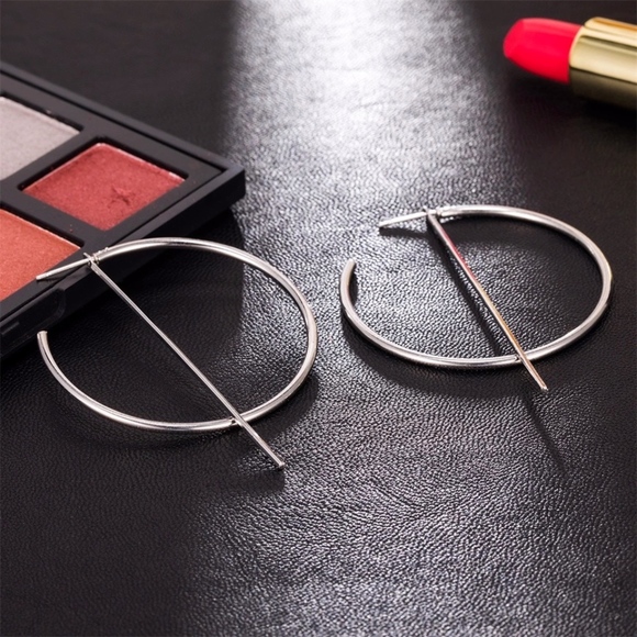 'Longing' Drop Bar Hoop Gold Silver Gypsy Earrings - Picture 5 of 7